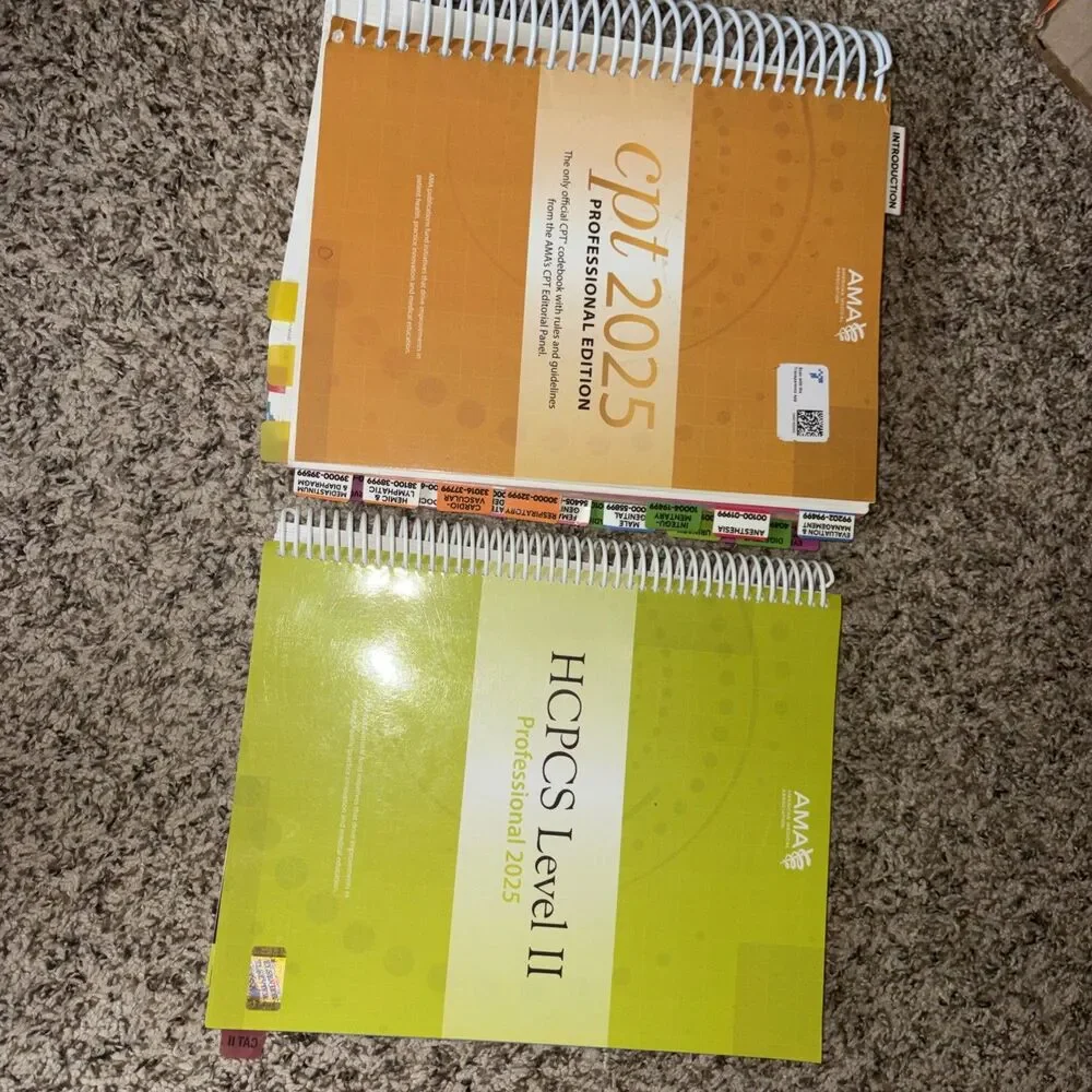 AMA CPT 2025 HCPCS 2025 Spiral Bound Medical Coding Books Tabbed Professional